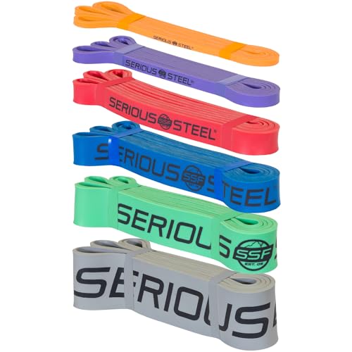 Serious Steel Fitness 37" Resistance Training Bands (Portable Exercise Band System Training Bands- Great for Individuals Looking for Tension Throughout The Exercise) - color: Set (#0-#5)