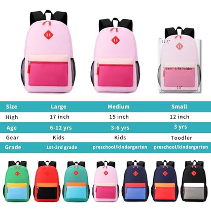 Backpack Set for Girls Boy Kids Backpack with Lunch Box for Elementary Primary Kindergarten School Bag (Taropurple Pink, Large) - color: Taropurple Pink