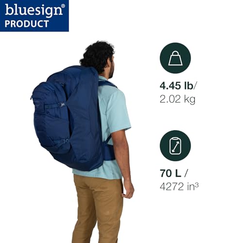 Osprey Farpoint 70L Men's Travel Backpack - Large Adjustable Travel Bag with Detachable Daypack, Antique Blue - color: Antique Blue, style: 70l