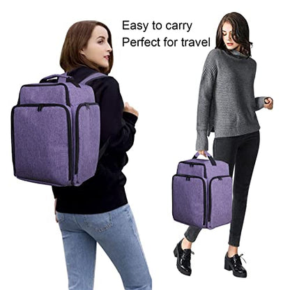 Nail Polish Organizer Backpack Holds 108 Bottles(15ml - 0.5 fl.oz) and a Nail Lamp, with 3 Removable Storage bag for Nail Tech(Purple)