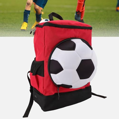 Soccer Backpack with Ball Compartment, Shoe Compartment, Football Bag with Shoe Compartment, Water Resistant, Men & Women, Basketball Bag, for - color: Red with Black, size: Adult Size (Fits Size 7 Ball)