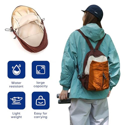 Ultralight Convertible Sling Backpack - Wear as Crossbody or Backpack for Commuting, Hiking, Travel and Cycling (Brown) - color: Brown