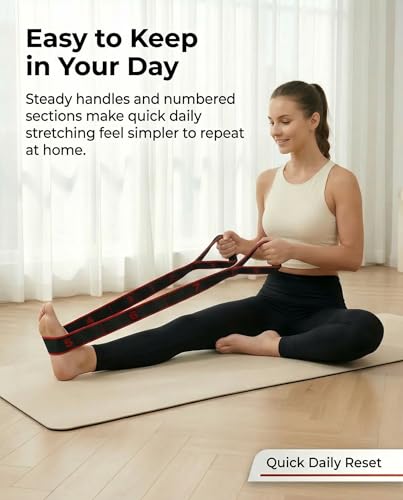 Fitness Resistance Bands with Handles, 2026 Upgrade Yoga Stretch Belt Band for Exercise, Numbered Elastic Fashion Puller for Women, Stretchy, Legs, Glute, Workout, Hip, Body Stretcher - color: Red