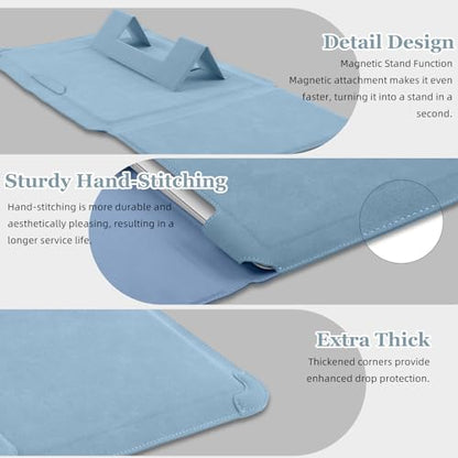 13-14 Inch Protective Laptop Sleeve Case with Stand, for MacBook Pro 14'' M5~M1, Pro/Max(2026-2021), MacBook Air 13.6'' M5-M2, (2026-2022), Matte PU Leather Laptop Case 13-14" (Light Blue) - color: Light Blue, size: 13-14 Inch