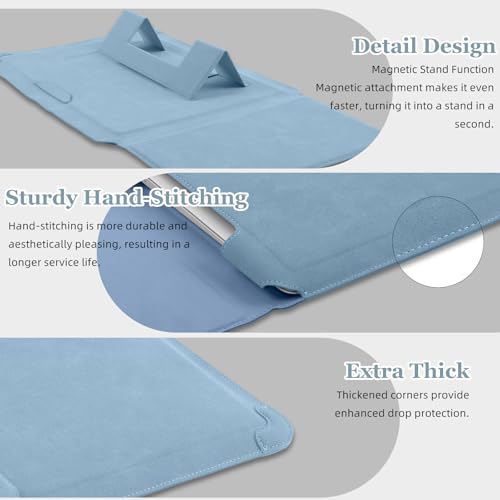 15-16 Inch Protective Laptop Sleeve Case with Stand, for MacBook Air 15" M5~M2 (2026-2023); MacBook Pro 16" M5~M1, Pro/Max(2026-2021), Matte PU Leather Laptop Case 15"-16" (Light Blue) - color: Light Blue, size: 15-16 Inch