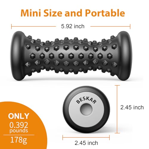 BESKAR Foot Massage Roller for Plantar Fasciitis Relief, Portable Reflexology Tool Pressure Point Massage Rollers, Deep Tissue Massages for Relieving Feet Arch Heel Pain, Myofascial Pain Syndrome - color: Carbon Black
