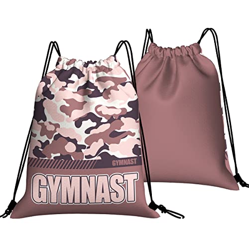 Drawstring Backpack Waterproof Gym Drawstring Bags Sports String Bag Camo Sackpack-Dusty Rose Gymnastics Drawstring Bag - color: Gymnastics Drawstring Bags-camo Dusty Rose