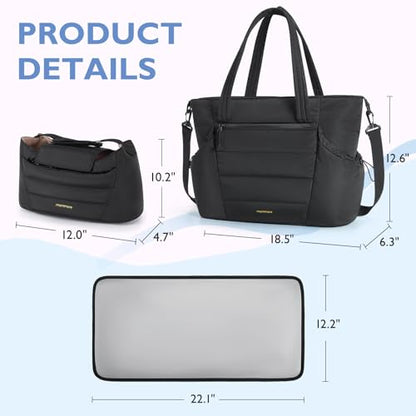 mommore Diaper Bag Tote with Stroller Organizer Puffer Bag Large Capacity Baby Bag with Changing Pad for Travel, Hospital - color: Black