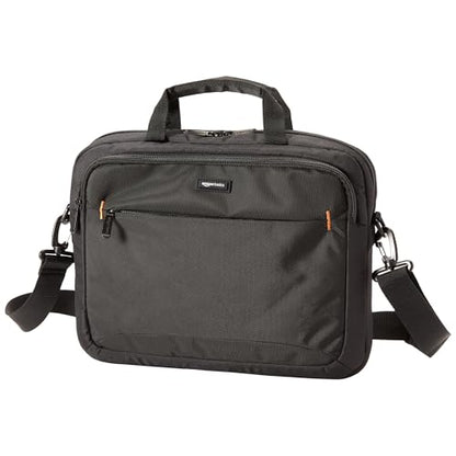 Amazon Basics Laptop Tablet Carrying Case with Shoulder Strap and Grab Handles, 14-inch, Black, Compartments for Storage - size: 14 Inch, style: 1-pack