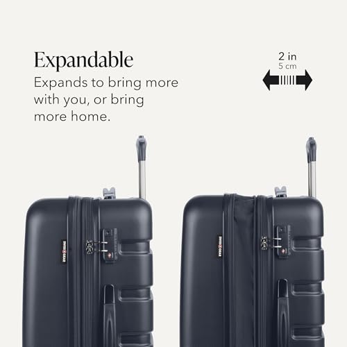SwissGear 7366 Signature Hardside Expandable Luggage with Spinner Wheels, TSA Lock, Navy, Checked-Medium 23-Inch - color: Navy, size: Checked-Medium 23-Inch