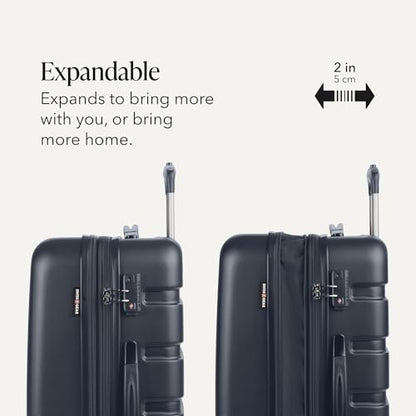 SwissGear 7366 Signature Hardside Expandable Luggage with Spinner Wheels, TSA Lock, Navy, Checked-Medium 23-Inch - color: Navy, size: Checked-Medium 23-Inch