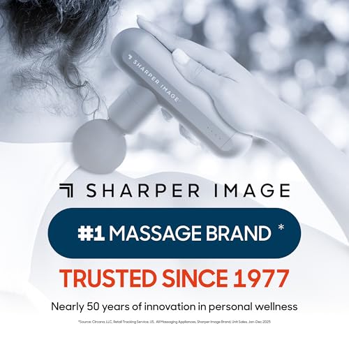 Sharper Image Powerboost Move Aero [New 2026 Version] Mini Deep Tissue Percussion Massage Gun| Muscle Recovery & Pain Relief Massage Tool| Full Body Back & Shoulder Massager| Travel Gift for Men Women - color: Gunmetal Grey