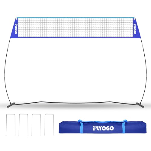 Volleyball Net, 14FT Portable Volleyball Net for Backyard, Adjustable Height and Instant Setup, Professional Freestanding Training Practice Set for Indoor and Outdoor with Carry Bag