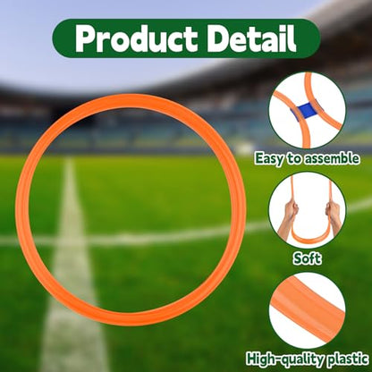 Mototo 24/30/48/96 Pack Agility Rings 15 Inch Speed Training Hopscotch Rings Plastic Circle Jumping Hoops Agility Hurdles for Athlete Exercise Soccer Football Gymnastics Games Practice Footwork - style: 96 Pack