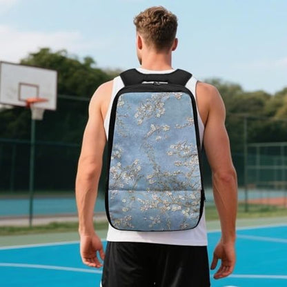 Basketball Backpack With Separate Ball Compartment And Shoes Fit Basketball Volleyball Football - color: Almond Blossom Blue