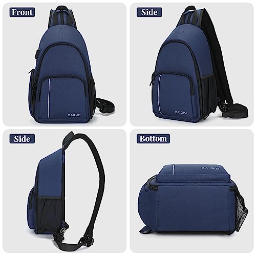 BAIGIO Camera Sling Bag Small Camera Backpack for Photographers,Water-resistant Camera Crossbody Bag Travel Caemra Backpack for DSLR SLR Mirrorless Camera - color: Blue