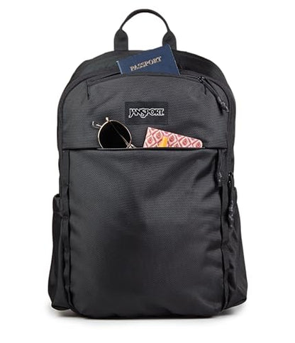 JanSport Venture Daypack – Travel Pack With Large Main Compartment, Padded Laptop Sleeve, Dual Water Bottle Pockets, and Attachment Buckles, Black - color: Black, style: Venture Daypack