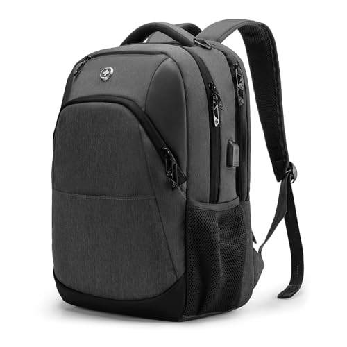 Swissdigital Design Travel Laptop Backpack for Men and Women, College Backpack with USB Charging Port for Fits 16 Inch Notebook, Grey | SD1670-02 - color: Grey, size: 16 Inches