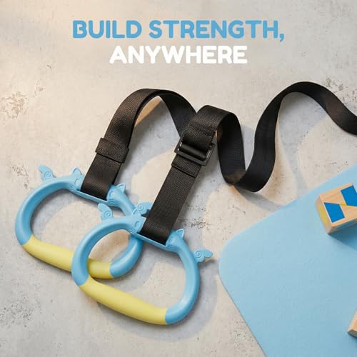 Gymnastics Rings, Children's Home Gym Equipment, Children's Adjustable Strap Strength Training Rings, Pulling Rings for Physical Training - color: blue