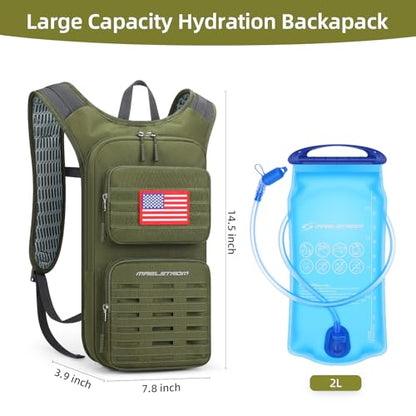 Maelstrom Tactical Hydration Backpack,Water Pack with 2L Water Bladder | BPA-free,MOLLE Compatibility,lightweight,insulated layer, Breathable back panel and shoulder,for running/hunting/cycling - color: Army Green