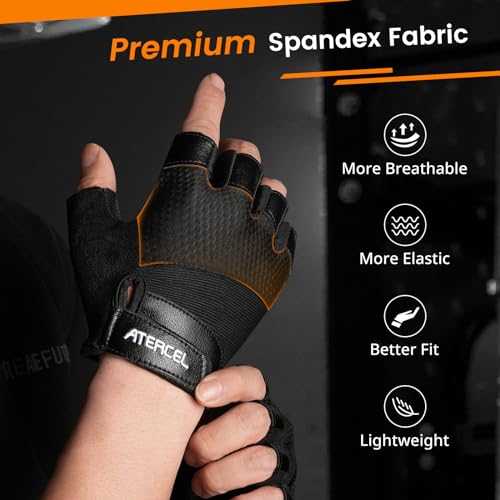 ATERCEL Premium Leather Workout Gloves, Ideal for Men and Women, Suitable for Weightlifting, Gym, Cycling - size: X-Small