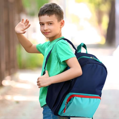 1 Piece Nylon Backpack Kids School Backpack for Toddler Girls Boys Plain Waterproof Preppy Bookbags Travel for Student (Navy and Peacock Blue) - color: Navy and Peacock Blue