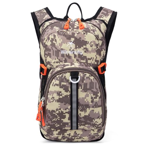 Kids Hydration Backpack, Water Hiking Backpack for Boys or Girls with 1.5L Reservoir Bladder - color: Grey Print