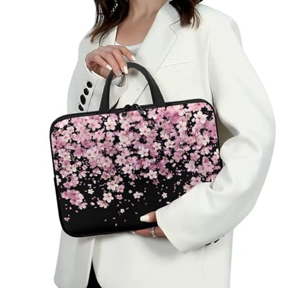 Mumeson Pink Cherry Blossom Laptop Bag 10-17Inch Laptop Sleeve Case for Most Laptops with Handle Briefcase Carrying Computer Bag with Large Capacity Pocket - color: Pink Cherry Blossom, size: 13 Inch
