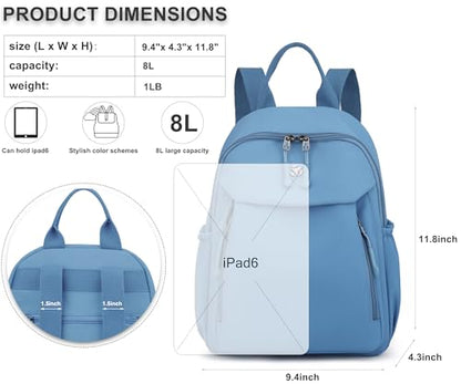 Pealwel Mini Nylon Women Backpacks,Small Ladies backpacks Lightweight Shoulder Satchel Bag Tote Handbag Casual Travel Daypack (Blue(A)) - color: Blue(a)