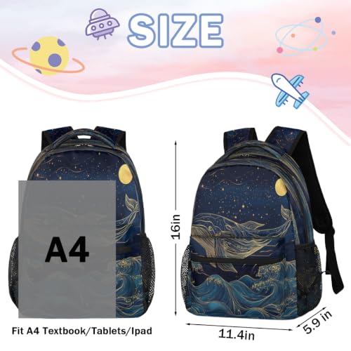 Galaxy Whale Womens Travel Backpack | 15.6 Inch Laptop Backpack, Lightweight Casual Daypack, Water Resistant, Cute Work Backpacks, Large Capacity - color: Multicolor6