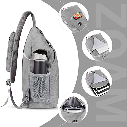 ZOMAKE Sling Bag,Small Crossbody Sling Backpack,Water Resistant Shoulder Daypack for Travel,Anti Thief Chest Bag for Hiking(Grey(Stripe)) - color: Grey(stripe)