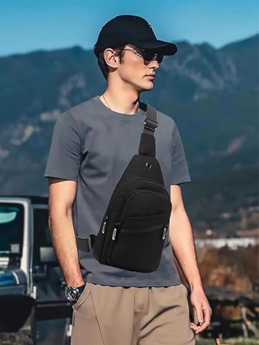 EVANCARY Small Sling Bag Crossbody Bags for Women Men, Sling Backpack Chest Daypack Cross Body Bag for Travel Outdoor - color: Dark Black