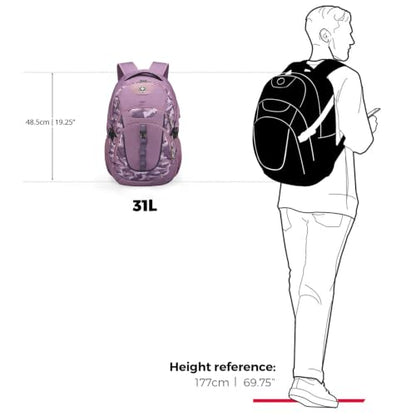 Swissdigital Design Laptop Backpack for Men with USB Charging Port SD803-93 - color: Pink Camo