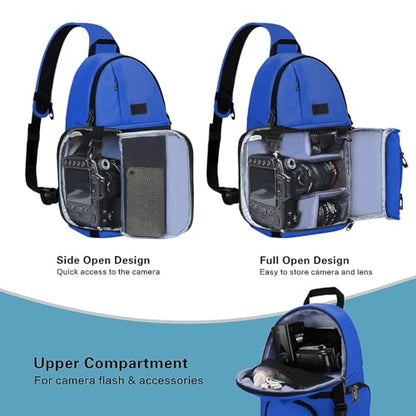 MOSISO Camera Sling Bag, DSLR/SLR/Mirrorless Camera Case Shockproof Photography Camera Backpack with Tripod Holder & Removable Modular Inserts Compatible with Canon/Nikon/Sony/Fuji, Royal Blue - color: Royal Blue