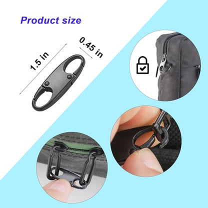 8 PCS Small Carabiner Clip, Anti Theft Zipper Clips Double Opening, Zipper Lock Replacement for Backpack, Luggage, Travel Bag Security, Mini Carabiner Clip for Keychain (4 Black+4 Silver)