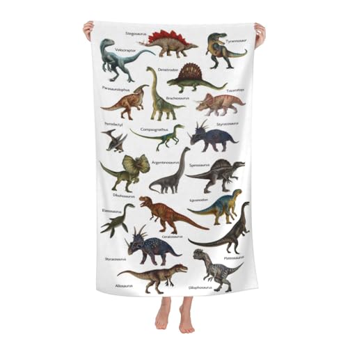 Dinosaur Dino Beach Towel, Dino Pattern Thin Lightweight Bath Towels, Quick Dry Absorbent Microfiber Swim Yoga Pool Beach Accessories, (Stegosaurus, Dimetrodon, Velociraptor) - 30x60 Inch/ 77X153cm - color: Dinosaur