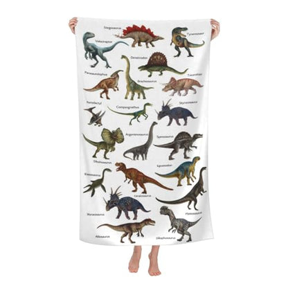 Dinosaur Dino Beach Towel, Dino Pattern Thin Lightweight Bath Towels, Quick Dry Absorbent Microfiber Swim Yoga Pool Beach Accessories, (Stegosaurus, Dimetrodon, Velociraptor) - 30x60 Inch/ 77X153cm - color: Dinosaur