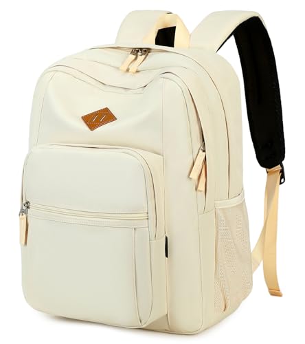 abshoo Classical Basic Womens Travel Backpack For College Men Water Resistant Bookbag (Cream Beige) - color: Cream Beige, size: 16.5 Inc