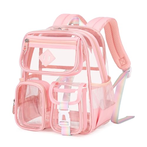 PIG PIG GIRL Mini Clear Backpack for Stadium Events, Small Clear Bag for Child for Festival Concert,Pink(Not Fits School) - color: Mini-pink