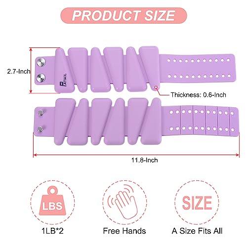 PATIKIL Adjustable Wrist Weights Set of 2, 2Lbs Total (1lb Each) Silicone Ankle Walking Weights for Women Men Bracelets for Training Yoga Jogging Aerobics - color: Purple