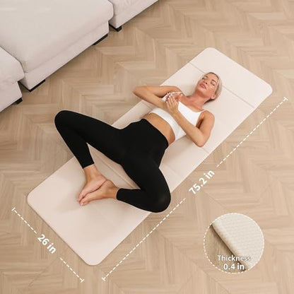 PAIDU Foldable Yoga Mat - 10mm Extra Thick, 75"26" Non-Slip Exercise Fitness Mat | SGS Eco-Certified, Portable for Yoga/Pilates/Studio/Home Workout - color: Beige