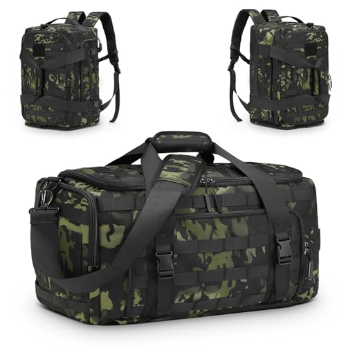 38L Convertible Duffel Backpack, 3 in 1 Gym Bag with Laptop Sleeve, Wet Pockets & Insulated Bottom, Camo Green - color: Camo Green, size: 38L