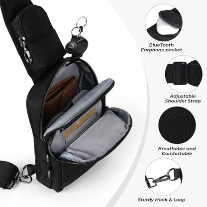 Anti-Theft Crossbody Sling Bag, RFID Blocking, Zipper Lock, Small - color: Black