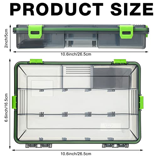 Ramede 6 Pcs Fishing Tackle Boxes Waterproof Airtight Plastic Tackle Box Organizer Transparent Fishing Tackle Storage with Adjustable Dividers for Terminal Tackle Lure Bait Hook(Large) - size: Large