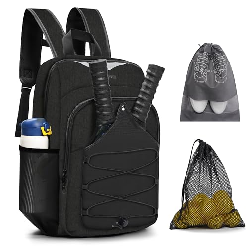 Pickleball Bag - Men's & Women's Pickleball Backpack, Adjustable Sling Bag with Large Capacity/Safety Pocket Ventilated Racket Compartments, Black - color: Black Pickball