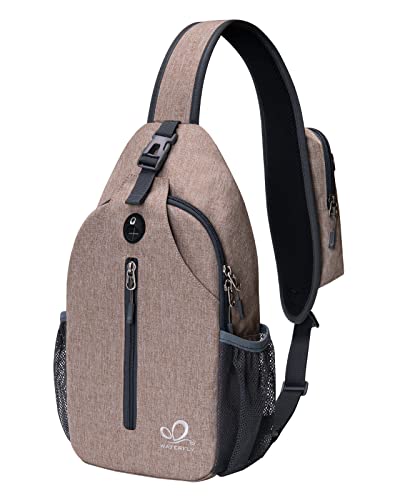 WATERFLY Crossbody Sling Backpack Sling Bag Travel Hiking Chest Bags Daypack (Flaxen) - color: Khaki