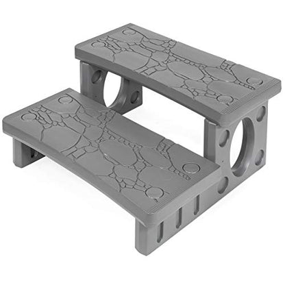 XtremepowerUS 2 Step Multi Purpose Spa Hot Tub Pool RV Campers Deck Steps Lightweight Sided Step (Gray) - color: Gray