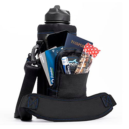 Arca Gear 40 oz Hydro Carrier - Insulated Water Bottle Sling w/Carry Handle, Shoulder Strap, Wallet and Two Pouches - The Perfect Flask Accessory - Lagoon Blue - color: Lagoon Blue