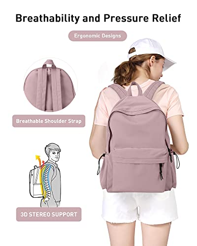 BJLFS Purple Backpack for Girls Women, Waterproof High School Bookbag, Lightweight Casual Travel Daypack,Classic Basic College Backpack, Middle School Bag for Teen Girls Boys Cute Back Pack - color: Small Purple