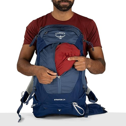 Osprey Stratos 24L Men's Hiking Backpack - Adjustable Daypack with Waterproof Raincover & Bottle Pockets, Nirvana Blue - color: Nirvana Blue, style: 24l